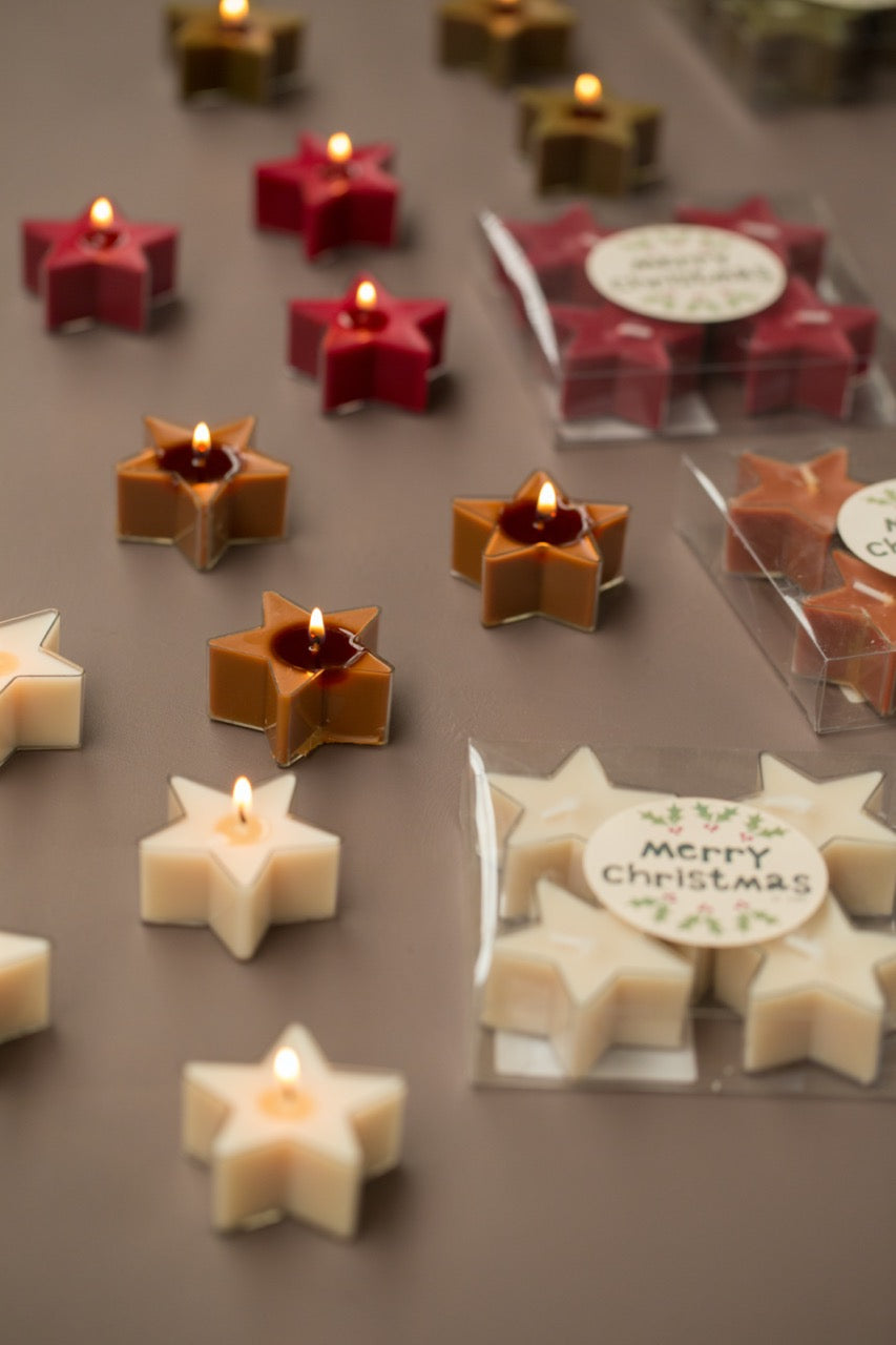 Kerst Waxinelichtjes Ster - Set van 5 - Terracotta - foto 2