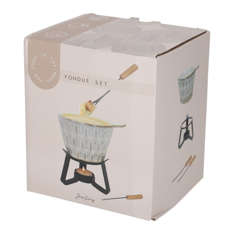 Fondue Set Stippen Taupe van Jens Living