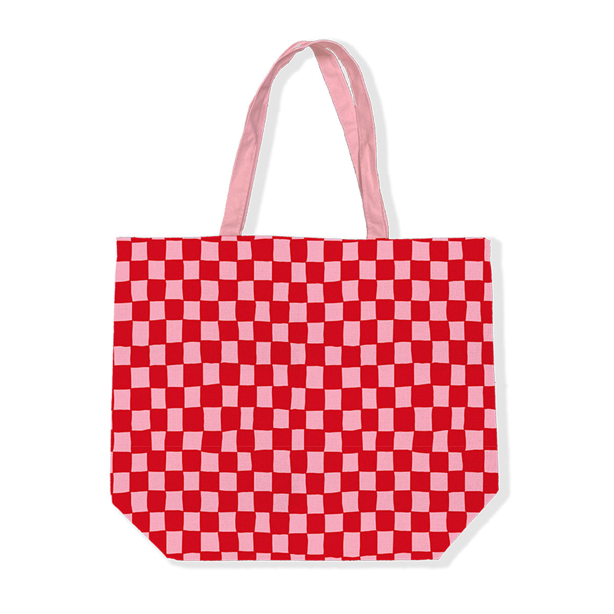 canvas tas sweet grid in rood en roze