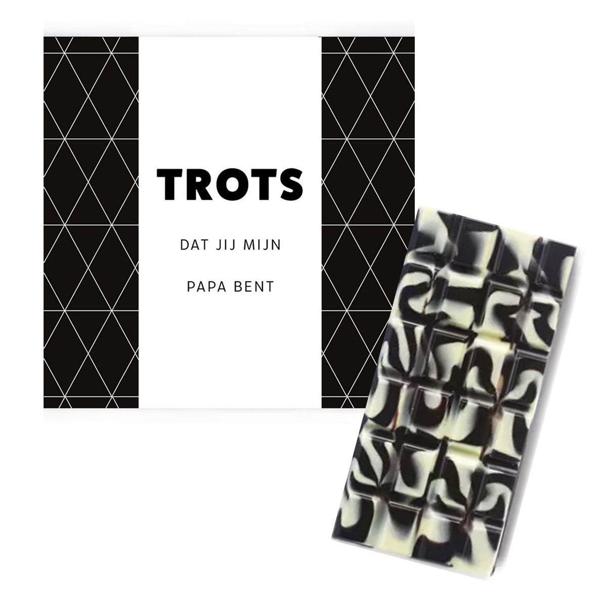 Chocolade in doosje voor Vaderdag met de tekst trots dat jij mijn papa bent