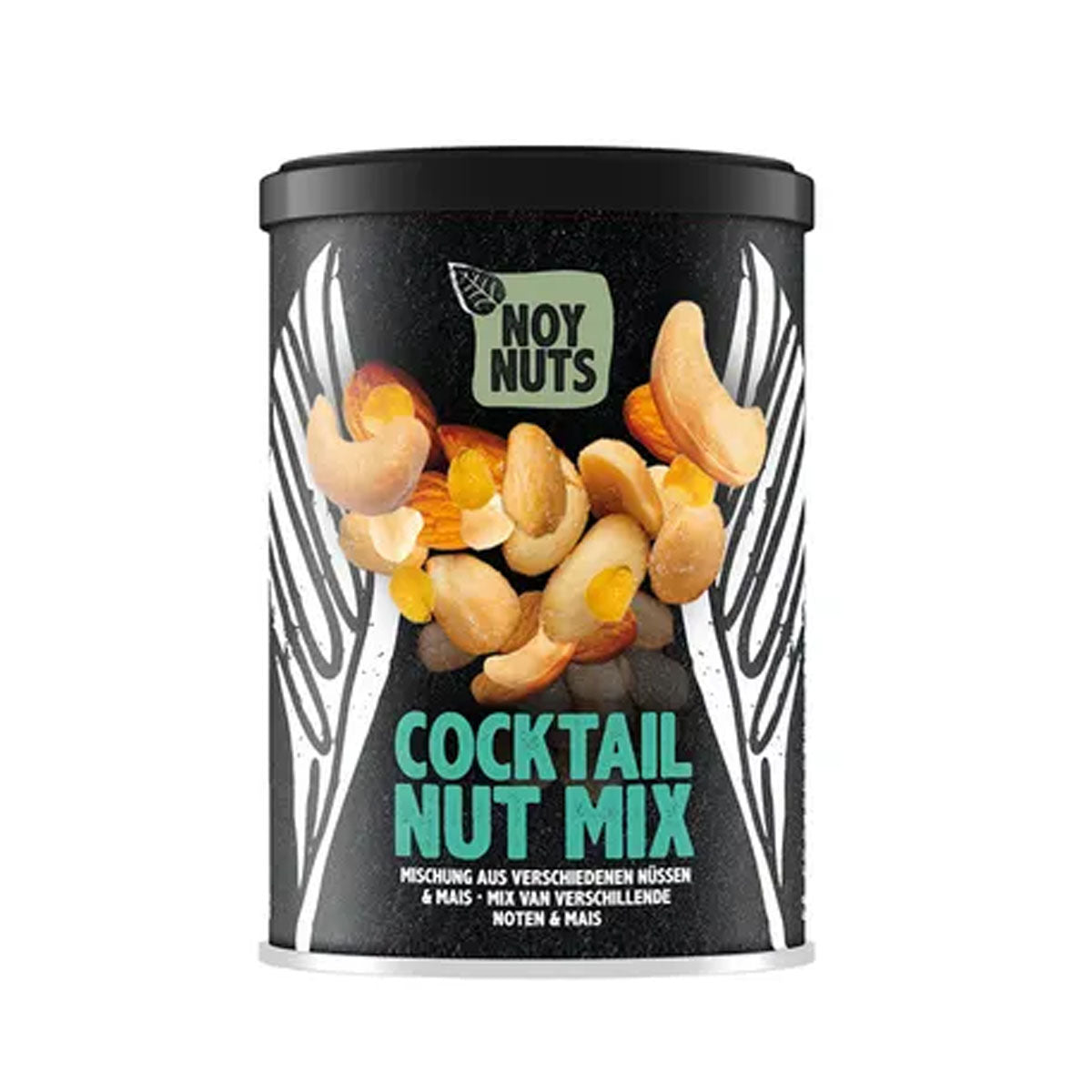 Cocktail Nootjes Mix in blikje 100 gram met honingpinda’s, BBQ-maïs en diverse noten