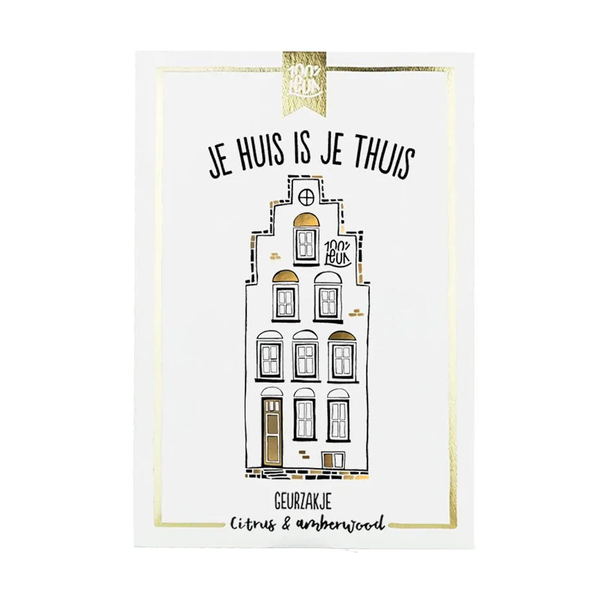 wit geurzakje met gouden details met de opdruk je huis is je thuis
