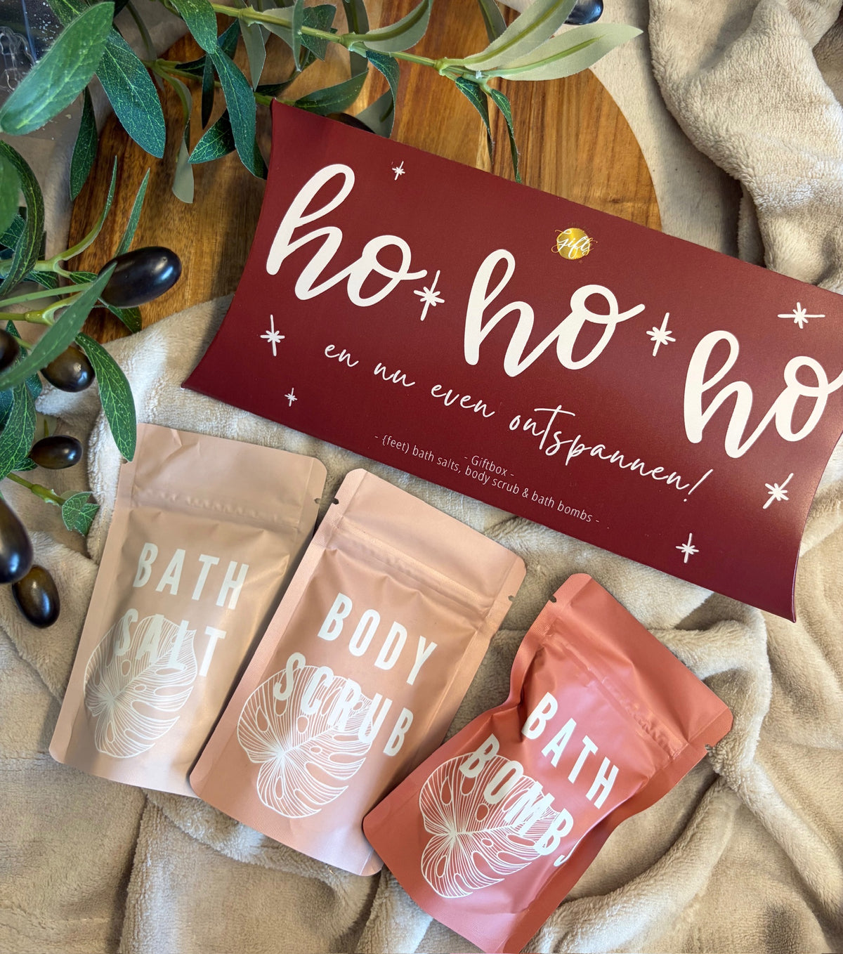 Giftbox Ho Ho Ho En Nu Even Ontspannen sfeerfoto