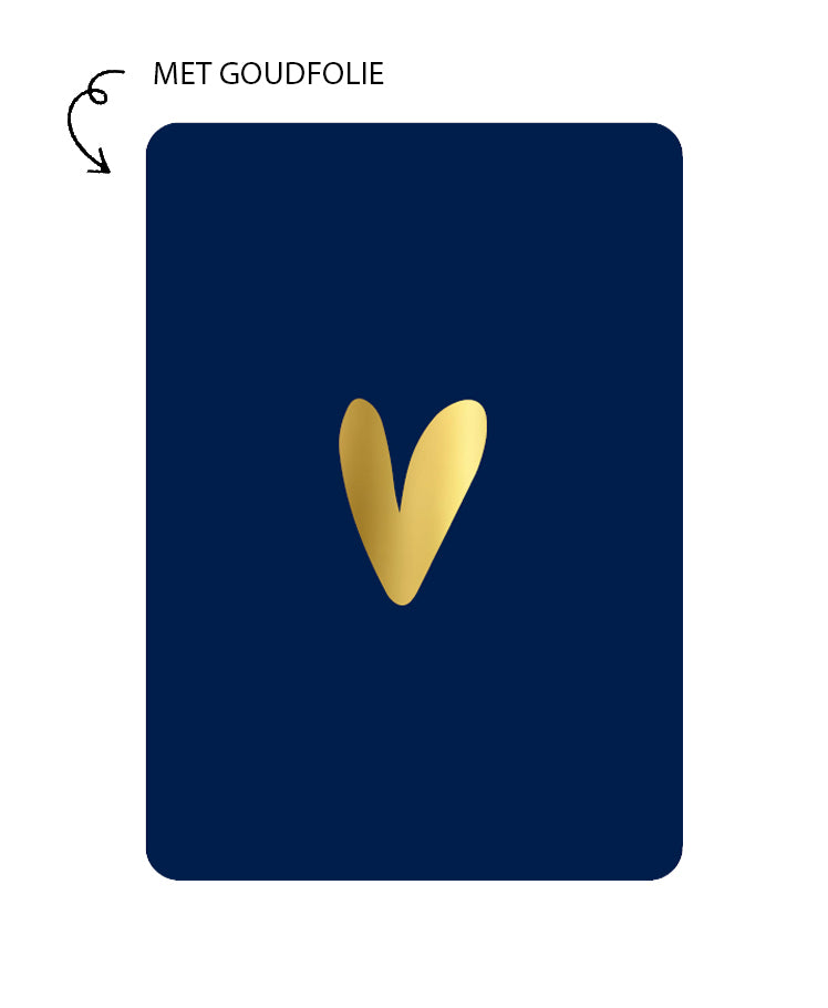 kaart gouden hartje donkerblauw met goudfolie