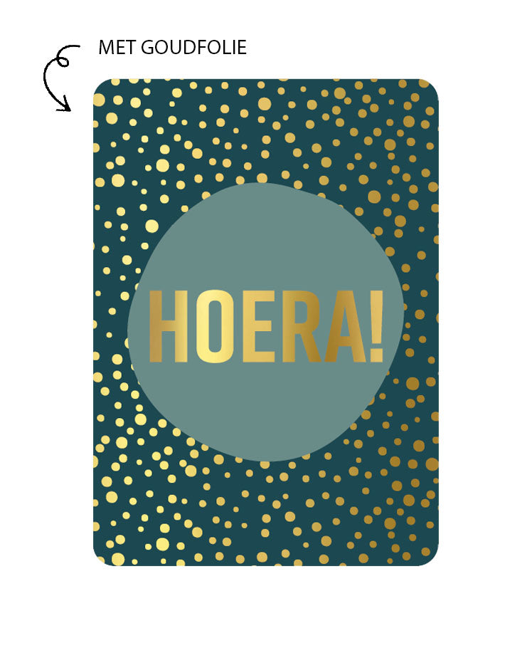 kaart hoera met goudfolie