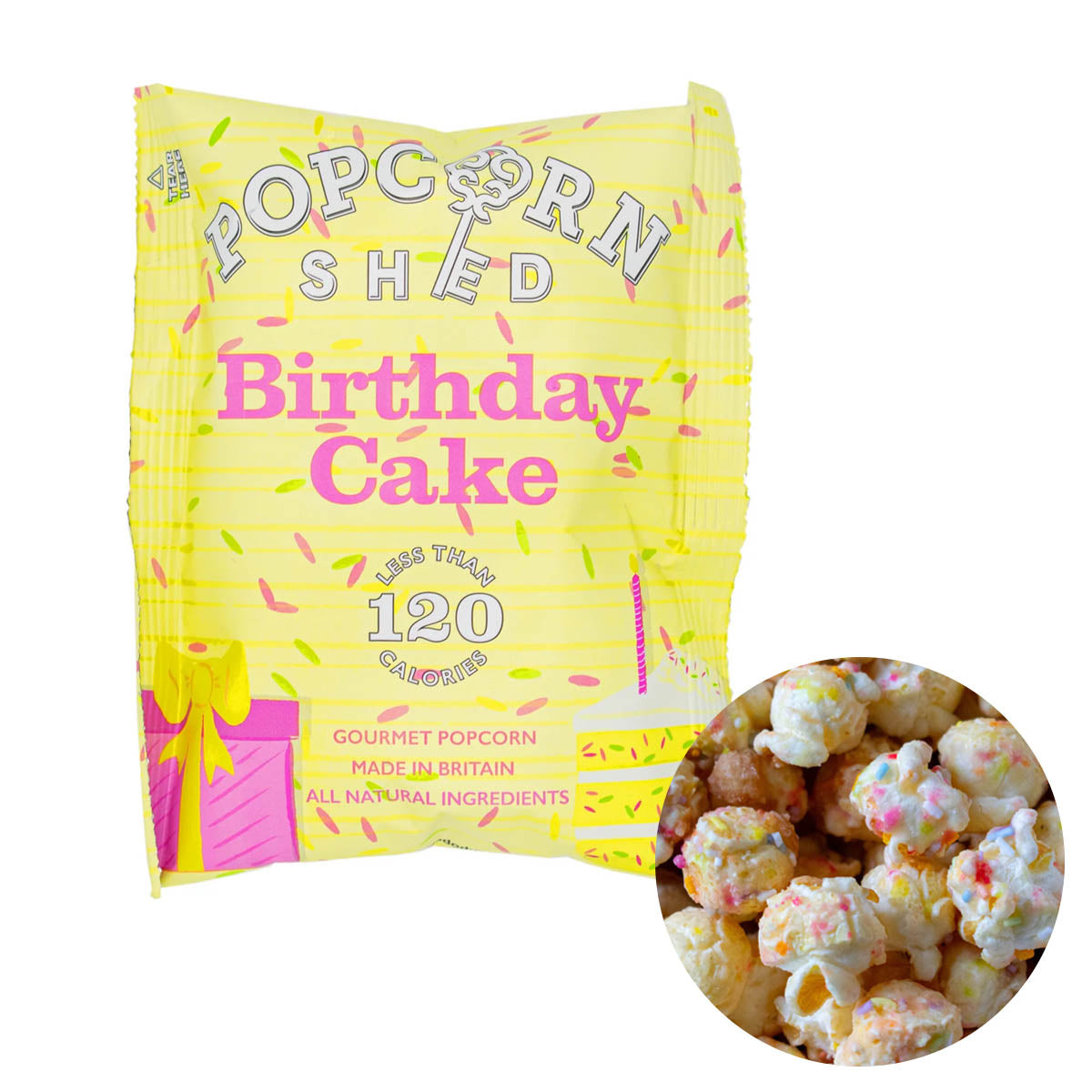 popcorn shed birthday cake zakje