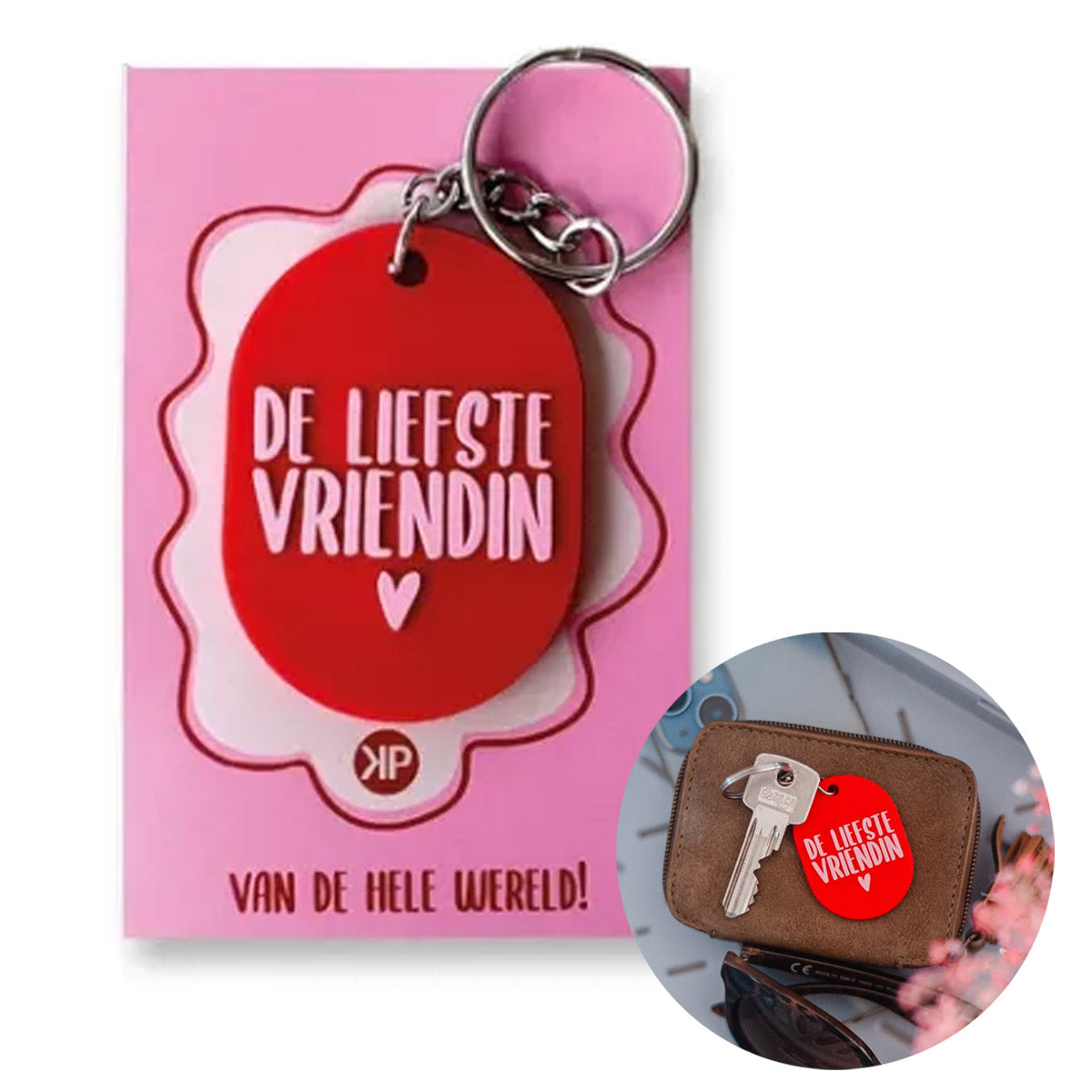 sleutelhanger met de tekst de liefste vriendin. klein cadeautje voor vriendin