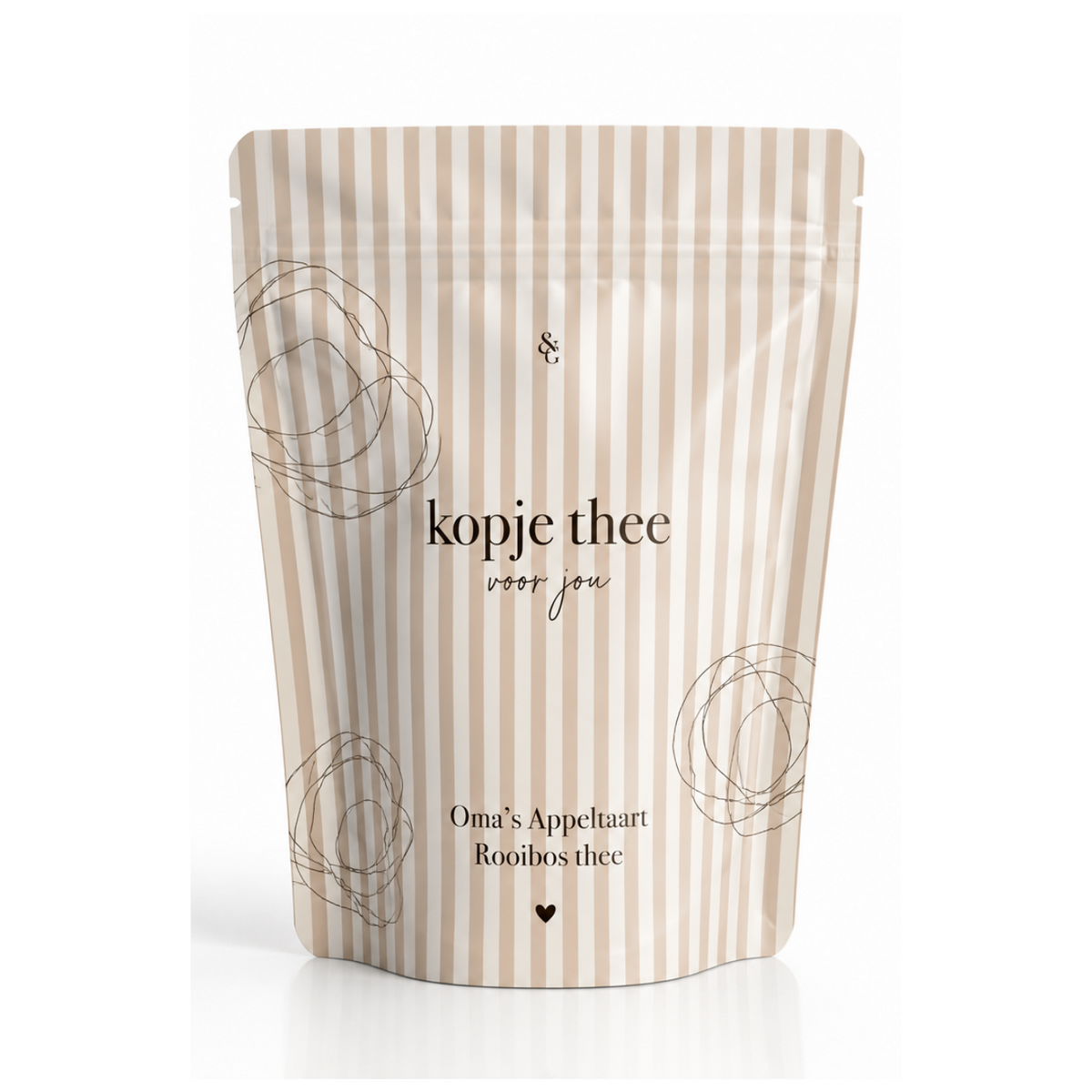 Beige zakje thee met tekst Theetje voor jou