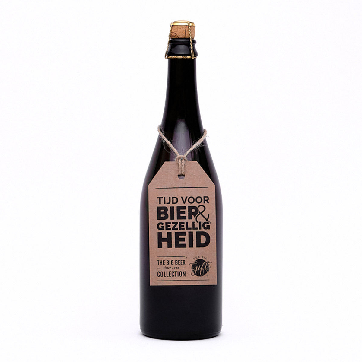 XL bierfles 750 ml met label Tijd voor bier en gezelligheid stoer biercadeau