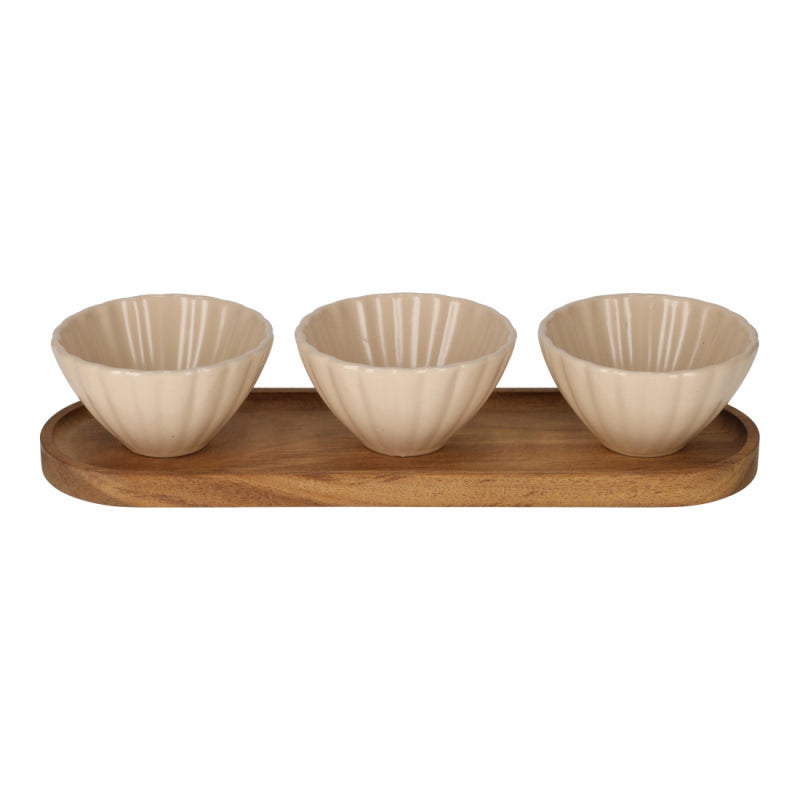 Serveerset Met Schelp Schaaltjes Beige van Jens Living