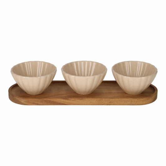 Serveerset Met Schelp Schaaltjes Beige van Jens Living