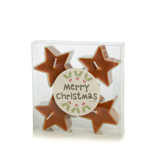 Kerst Waxinelichtjes Ster - Set van 5 - Terracotta