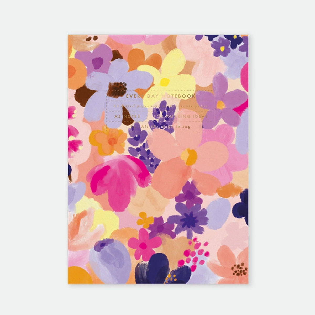 A5 notitieboek bloemen met kleurrijke bloemen op de omslag en goudfolie details