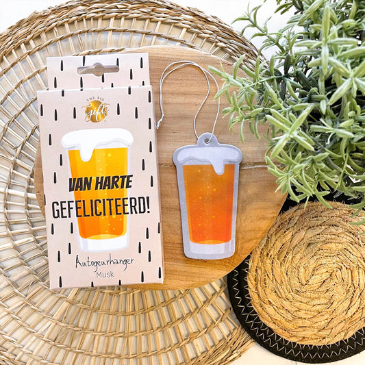 autogeurhanger gefeliciteerd bier