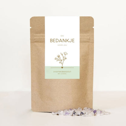 badzout in kraft zakje met de tekst bedankje voor jou