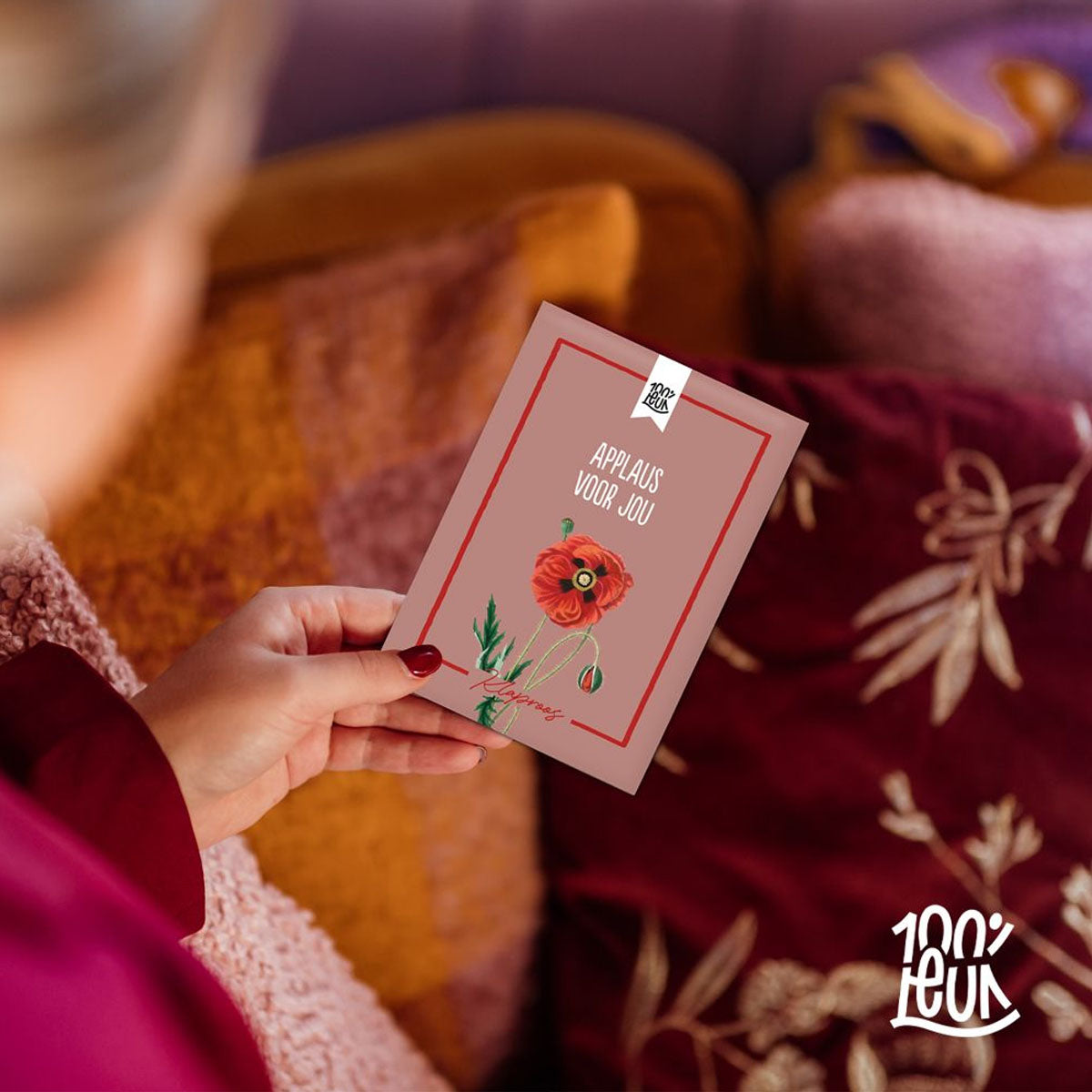 bloemenzaadjes met de tekst applaus voor jou. in het zakje zitten klaproos zaadjes
