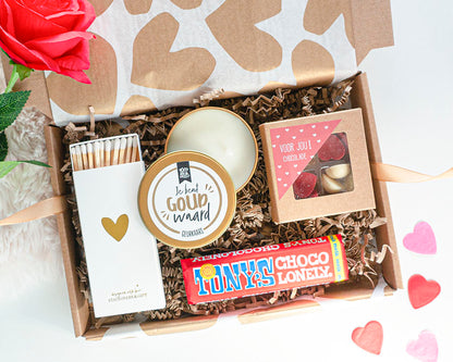 Brievenbuscadeau lief cadeautje voor mijn valentijn met chocoladehartjes en Tiny Tony melk 50 gram