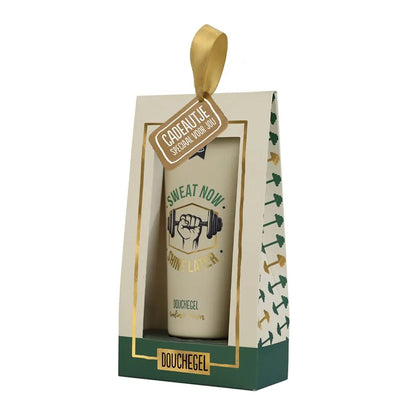 douchegel van 100%LEUK met de tekts sweat now