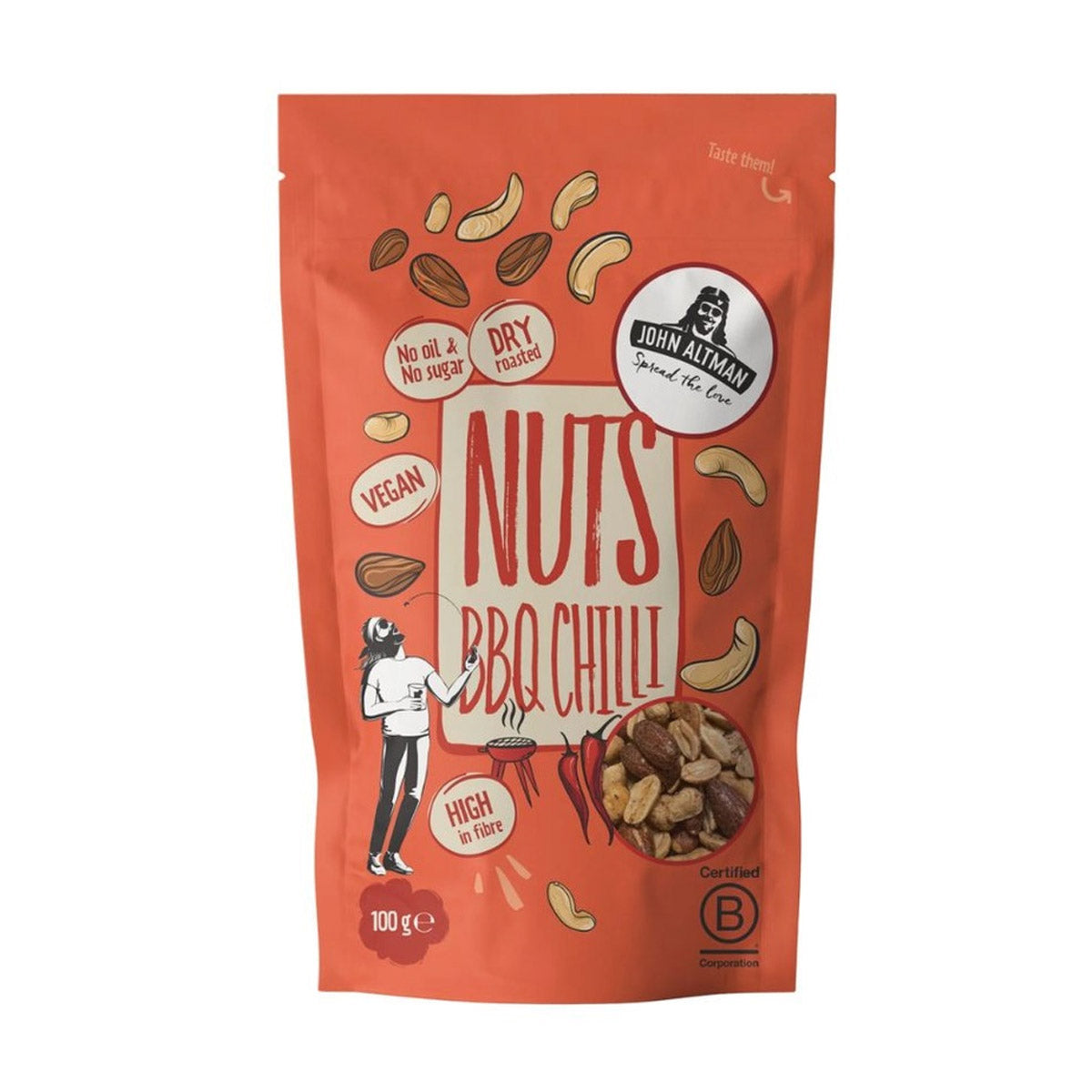 Zakje Dry Roasted Nootjes BBQ Chili van 100 gram als kruidige borrelsnack