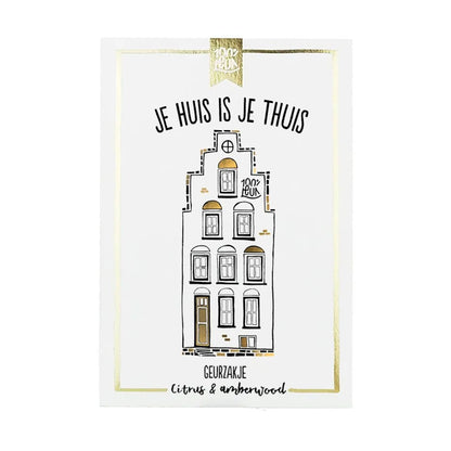 wit geurzakje met gouden details met de opdruk je huis is je thuis