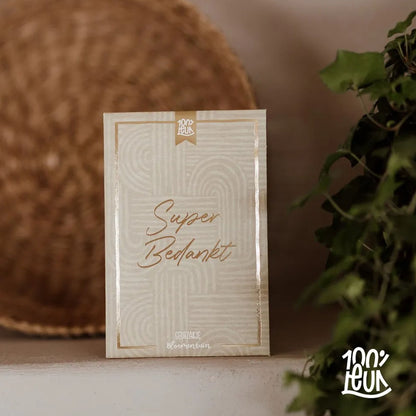 geurzakje met goudfolie met de tekst super bedankt