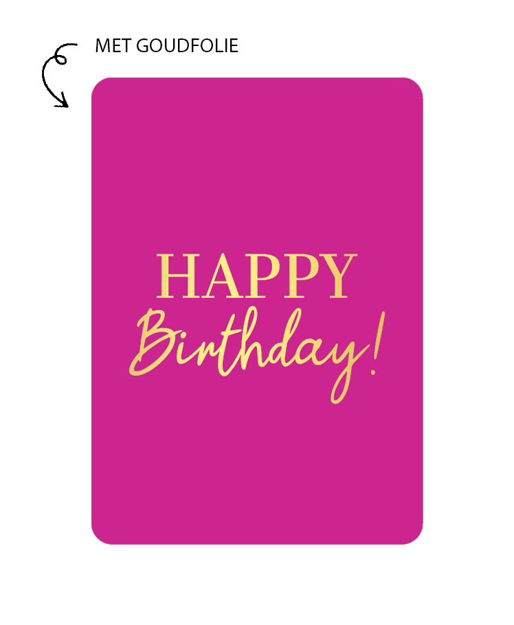 kaart happy birthday in goudfolie letters
