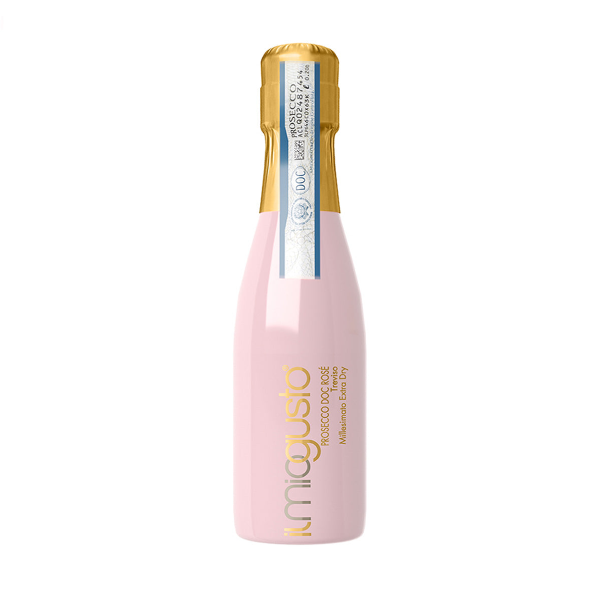 Roze flesje Il Mio Gusto Prosecco met gouden touch als feestelijk borrelcadeau