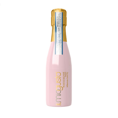Roze flesje Il Mio Gusto Prosecco met gouden touch als feestelijk borrelcadeau
