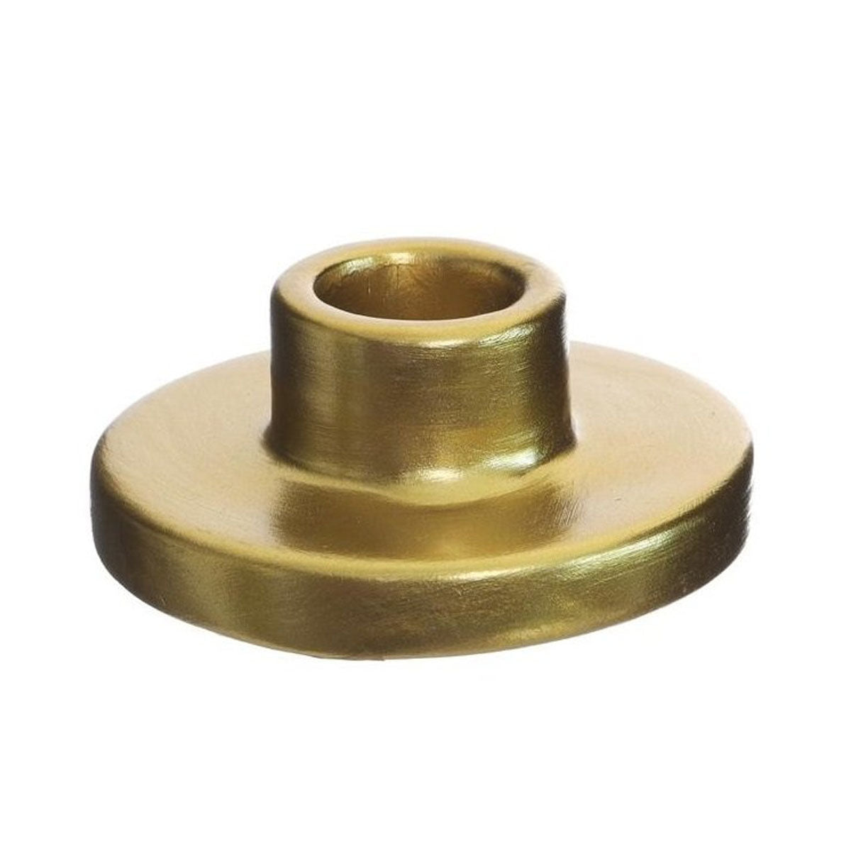 Gouden basic kandelaar van 7 cm voor standaard dinerkaars op tafel