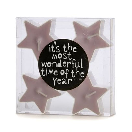 kerst cadeautje waxinelichten ster pastel lila