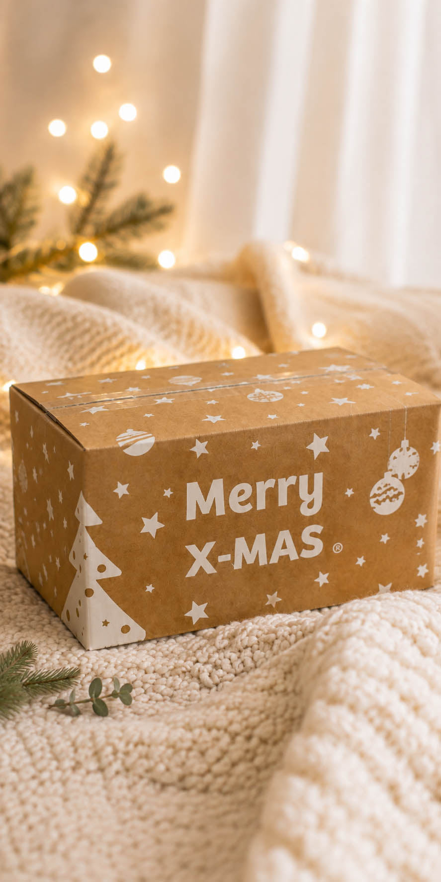Kerstpakket voor bedrijven in feestelijke Merry X-MAS kerstdoos