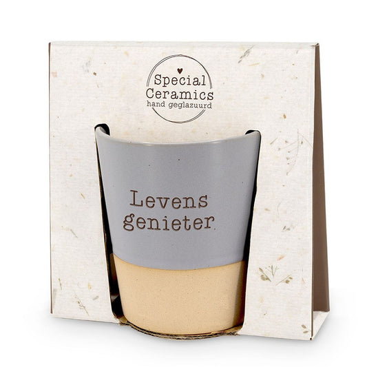 mok met de opdruk levensgenieter