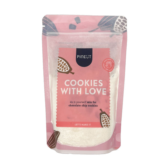 Pineut Cookies With Love koekmix in stazak met witte en pure chocoladestukjes