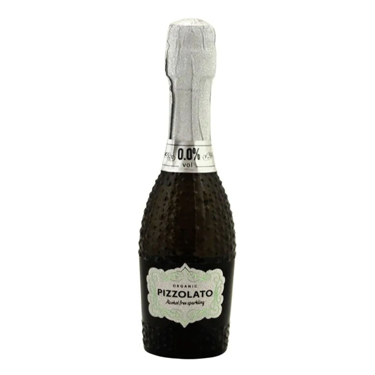 Mini-flesje Pizzolato M-Use Zero 200 ml, een feestelijke alcoholvrije biologische bubbel als cadeautje.