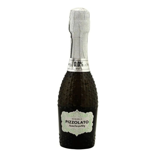 Mini-flesje Pizzolato M-Use Zero 200 ml, een feestelijke alcoholvrije biologische bubbel als cadeautje.