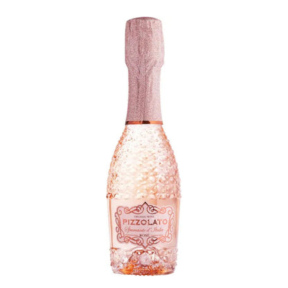 Mini-flesje Pizzolato Violette Spumante rosato van 200 ml, een feestelijke biologische rosé bubbel als cadeautje