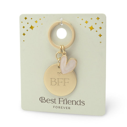best friends forever sleutelhanger in goudkleur met daaraan een hartje van epoxy