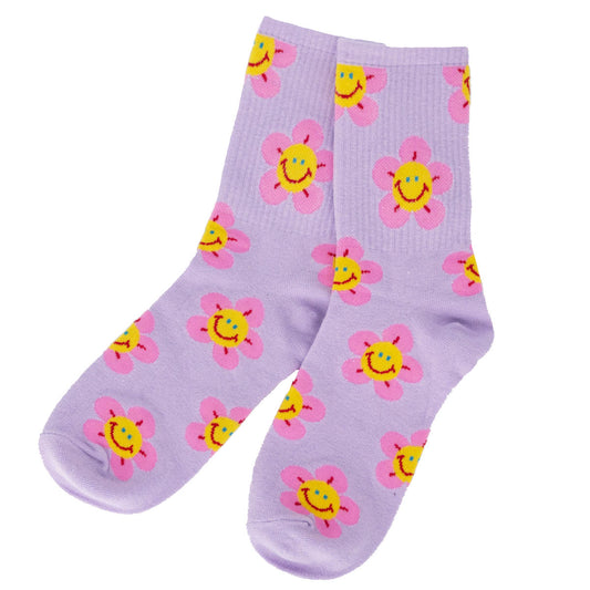 sokken paars dames bloemen vrolijk