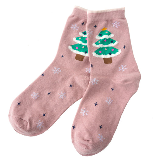 sokken kerstboom roze vrouw