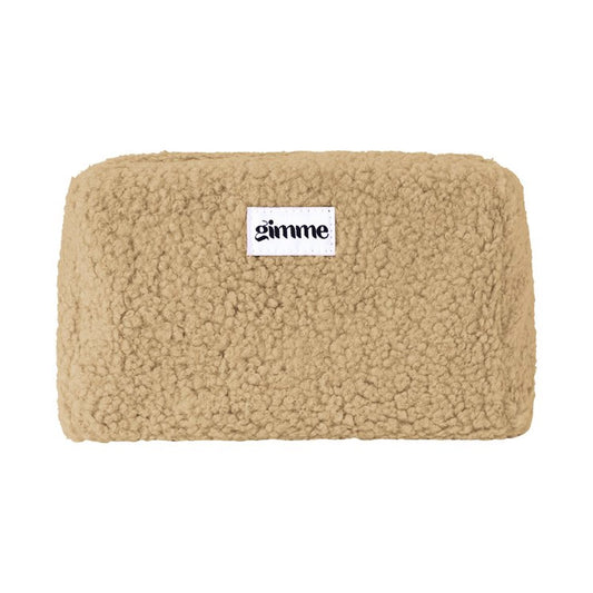 toilettas in teddy stof in de kleur beige