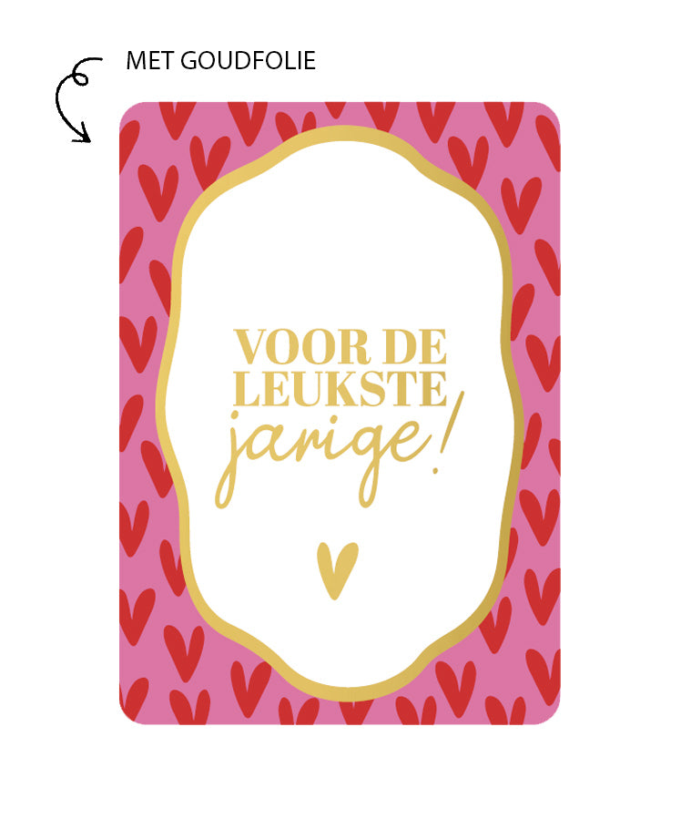 kaart voor de leukste jarige met hartjes