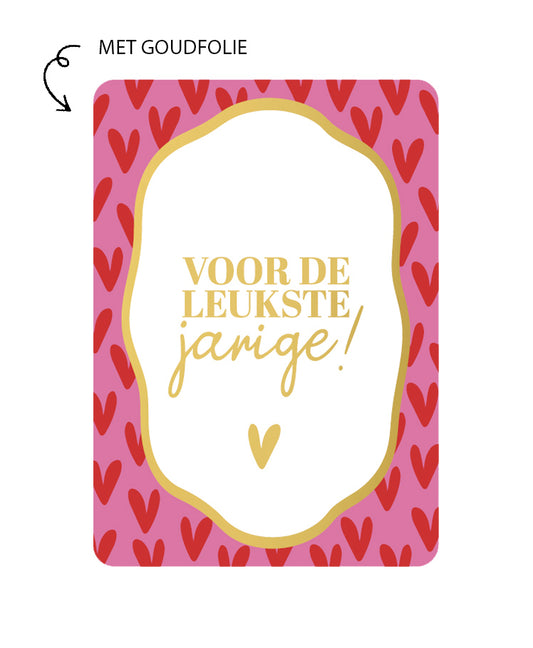kaart voor de leukste jarige met hartjes