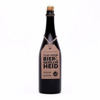 XL bierfles 750 ml met label Tijd voor bier en gezelligheid stoer biercadeau