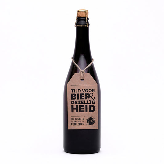 XL bierfles 750 ml met label Tijd voor bier en gezelligheid stoer biercadeau