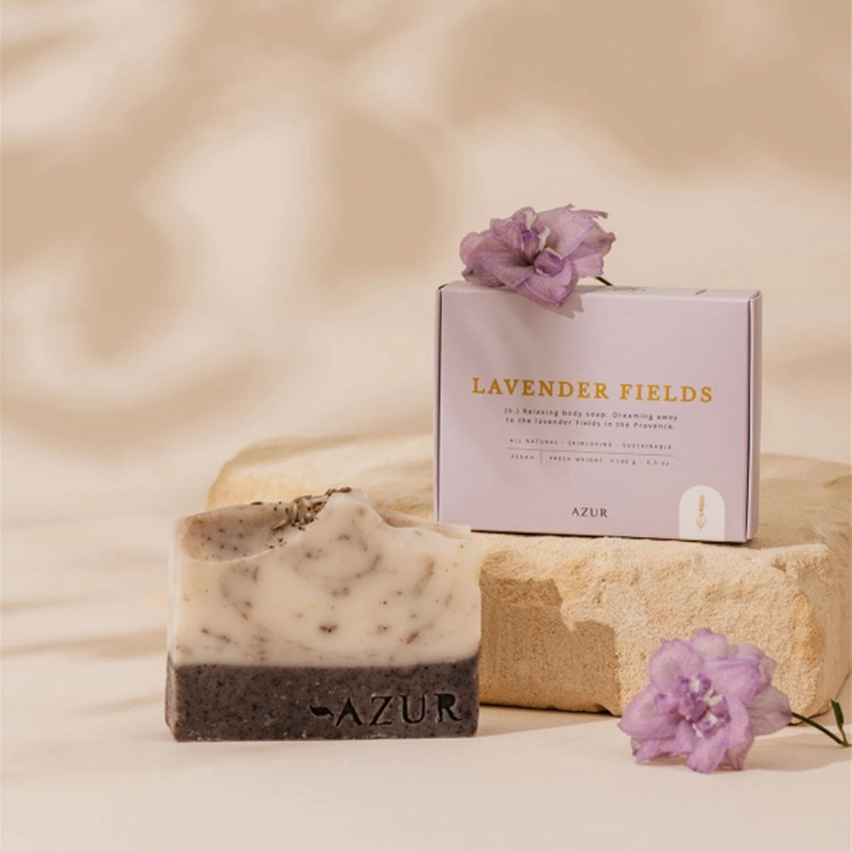 Natuurlijke zeep Lavender Fields met lavendelbloemen en rustgevende geur