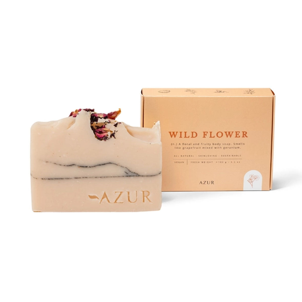 Zeep Wild Flower body bar met geranium, grapefruit en roze klei