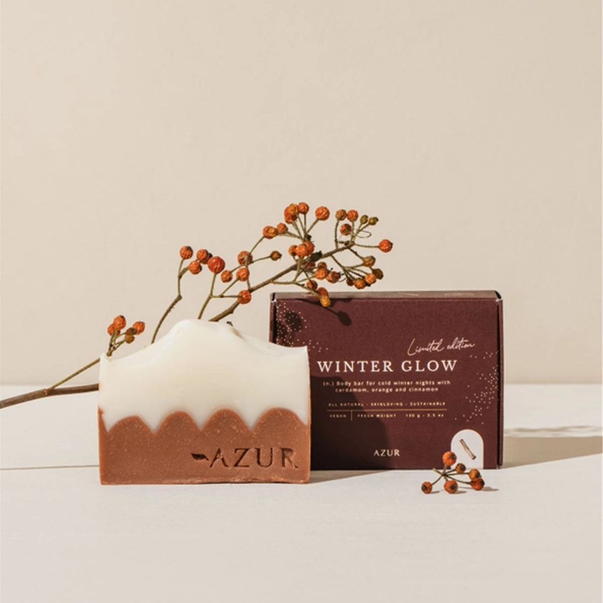Feestelijke kerstzeep Winter Glow met warme wintergeur en natuurlijke kleur